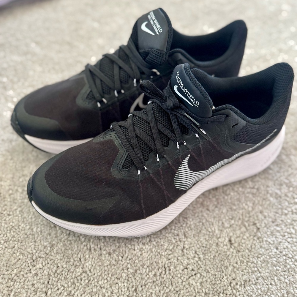 Nike Black and White Athletic Shoes with Mesh Design